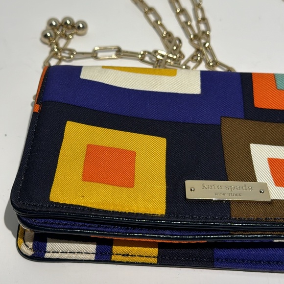 Kate Spade Mod Squad Purse Geometric with Gold Link Chain Strap Crossbody - Picture 7 of 14